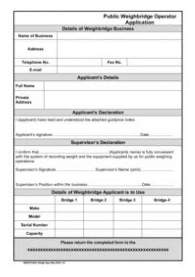 Application for public weighbridge operative testing