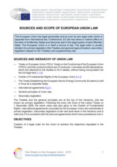 Sources and scope of European Union law