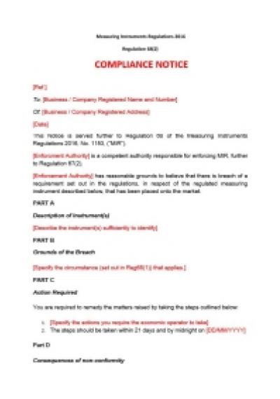 Measuring Instruments Regulations 2016 reg.68: compliance notice