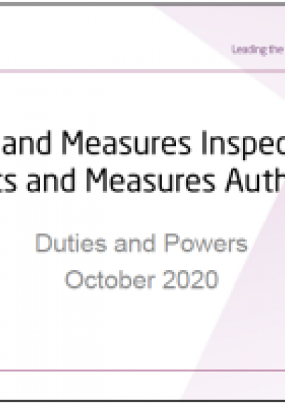 'Weights and measures inspectors and weights and measures authorities' presentation 'Weights and measures inspectors and weights and measures authorities' presentation