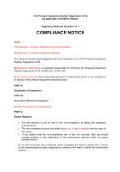 Pressure Equipment (Safety) Regulations 2016 reg.68: NI compliance notice