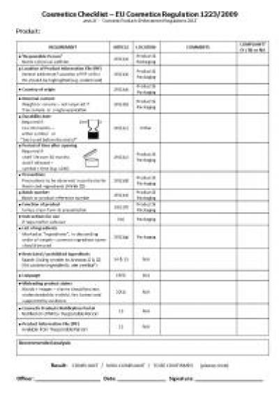 Cosmetic product safety checklist