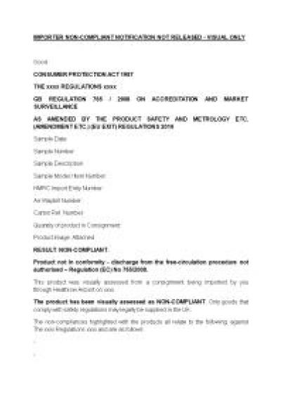 Non-compliant importer notice