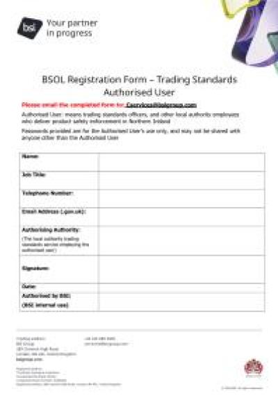 Trading Standards BSOL registration