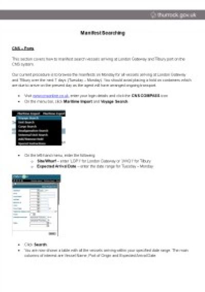 Manifest searching: Thurrock