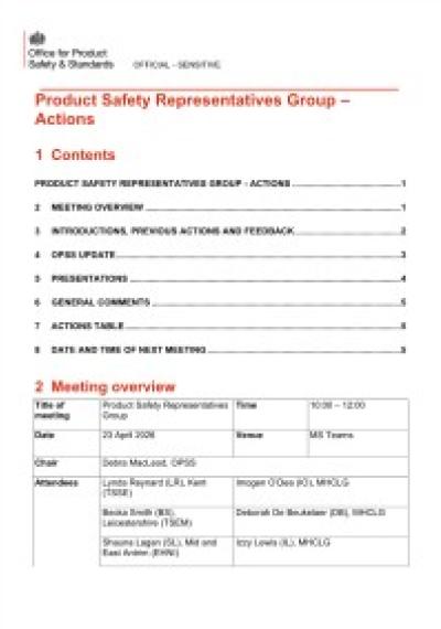 OPSS Product Safety Representatives Group 2026/04/23